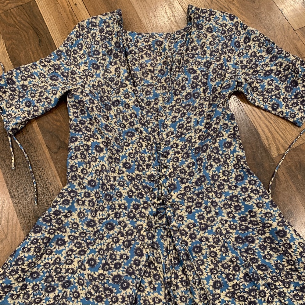 Free people Blue Floral Flare Dress Size Small - Picture 8 of 10